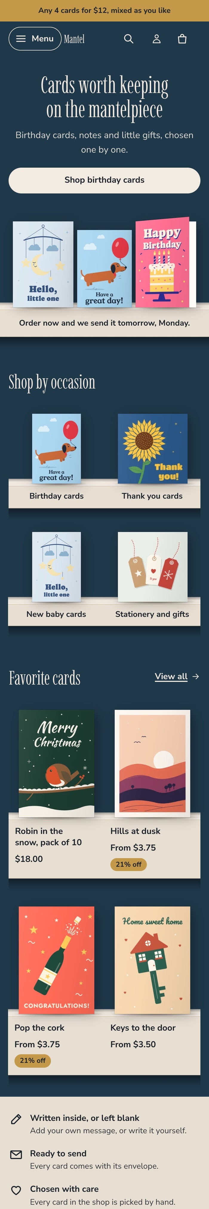 Mantel theme on a phone, Mantel style