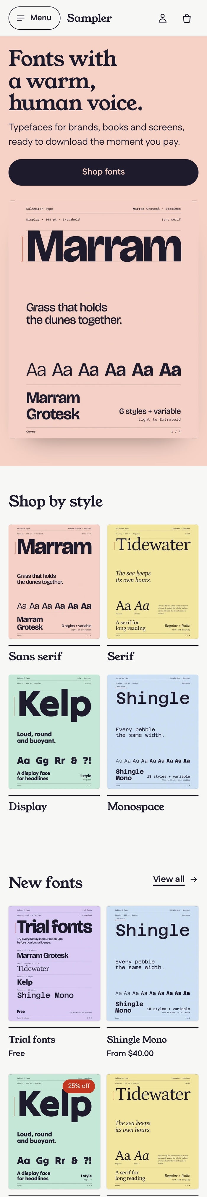 Sampler theme on a phone, Sampler style
